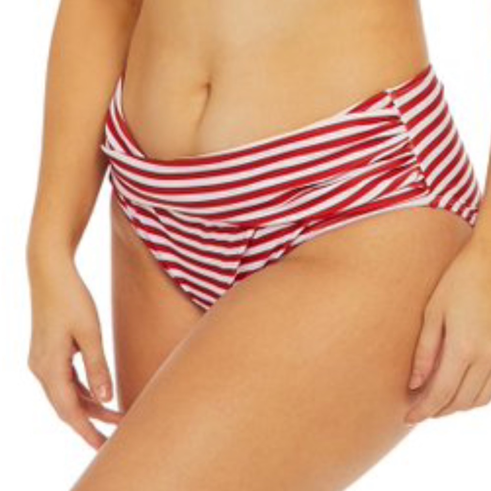 NEW!!! - NICOLE MILLER Red Stripe Bikini Bottom small
